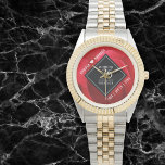 Elegant 36th Rose Wedding Anniversary Celebration Watch<br><div class="desc">Celebrate the 36th rose wedding anniversary and a love that stands the test of time with this stylish watch! Elegant white lettering on a romantic red rose background add a memorable touch for this special occasion and extraordinary milestone. Personalize with the couple's names and dates of marriage. Design © W.H....</div>