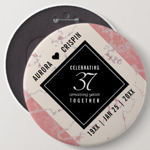 Elegant 37th Alabaster Wedding Anniversary 6 Inch Round Button