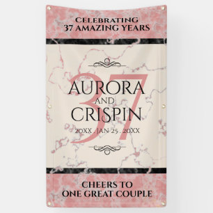 Elegant 37th Alabaster Wedding Anniversary Banner