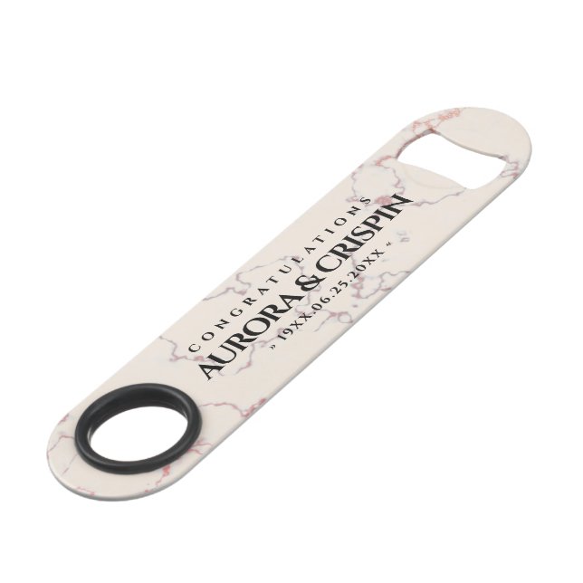 Elegant 37th Alabaster Wedding Anniversary Bar Key (Front Angled)