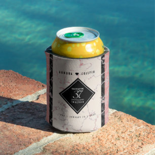 Elegant 37th Alabaster Wedding Anniversary Can Cooler