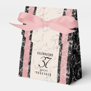 Elegant 37th Alabaster Wedding Anniversary Favor Box