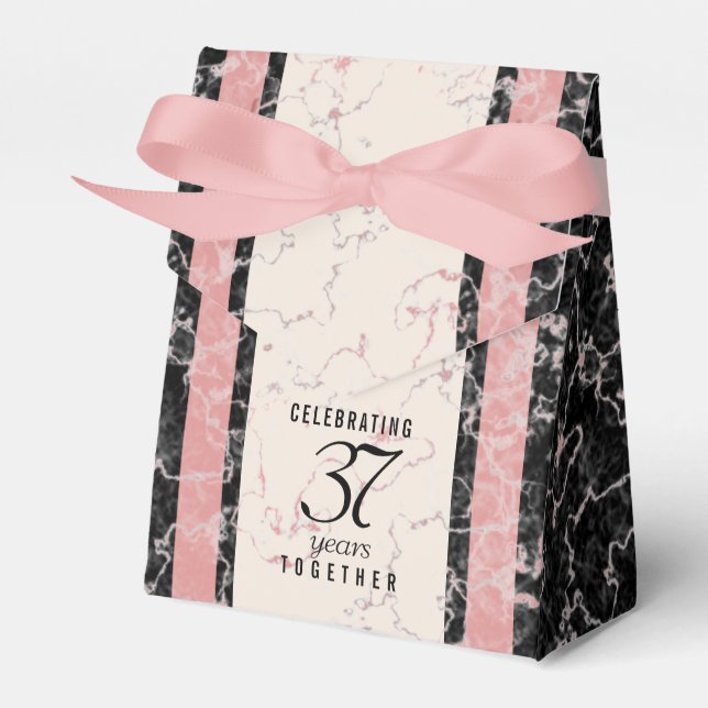 Elegant 37th Alabaster Wedding Anniversary Favor Box (Front Side)