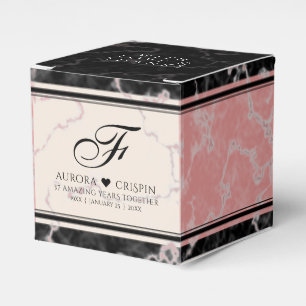 Elegant 37th Alabaster Wedding Anniversary Favor Box