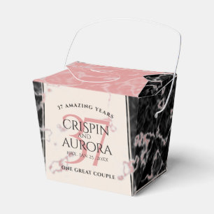 Elegant 37th Alabaster Wedding Anniversary Favor Box