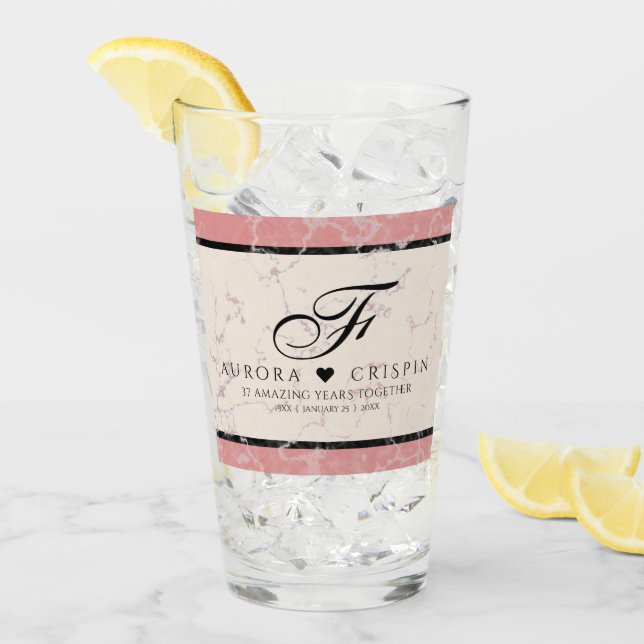 Elegant 37th Alabaster Wedding Anniversary Glass (Front Ice)