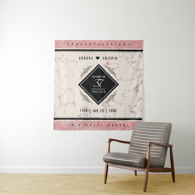 Elegant 37th Alabaster Wedding Anniversary Tapestry (In Situ)