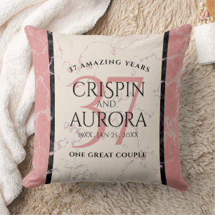 Elegant 37th Alabaster Wedding Anniversary Throw Pillow