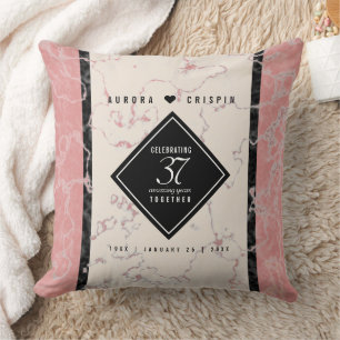 Elegant 37th Alabaster Wedding Anniversary Throw Pillow