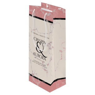 Elegant 37th Alabaster Wedding Anniversary Wine Gift Bag