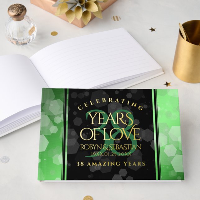Elegant 38th Emerald Wedding Anniversary Guest Book (Elegant 38th Emerald Wedding Anniversary Foil Guest Book Cover Photo)