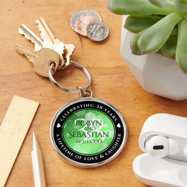 Elegant 38th Emerald Wedding Anniversary Keychain (Desk)