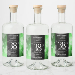 Elegant 38th Emerald Wedding Anniversary Liquor Bottle Label