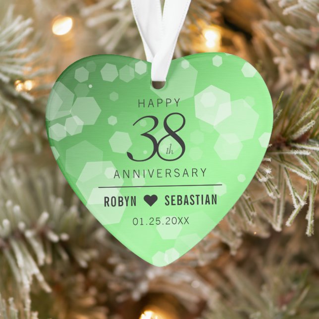Elegant 38th Emerald Wedding Anniversary Ornament (Tree)