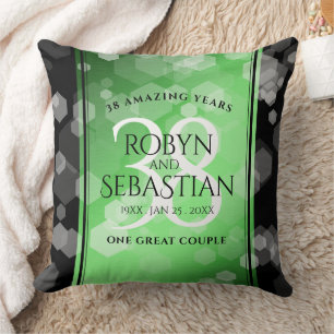 Elegant 38th Emerald Wedding Anniversary Throw Pillow