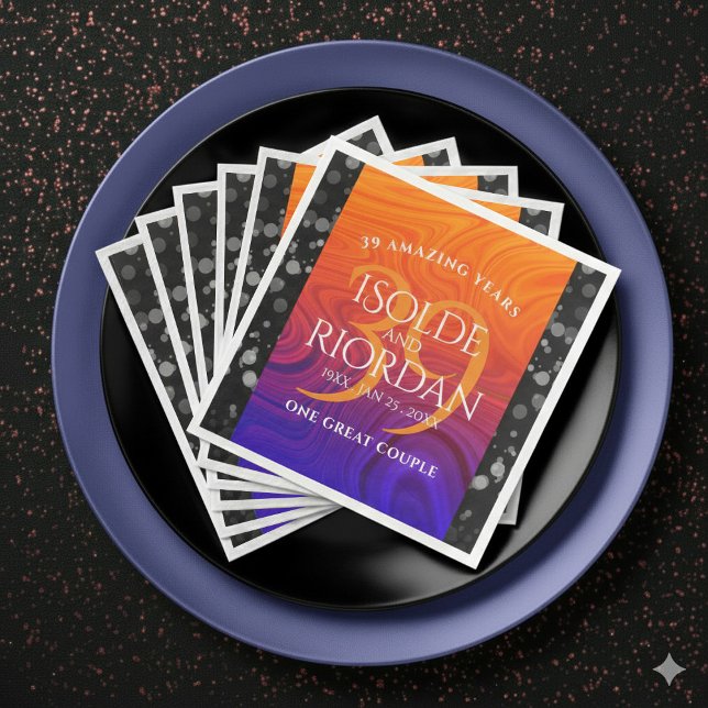 Elegant 39th Agate Wedding Anniversary Celebration Napkin (Elegant 39th Agate Wedding Anniversary Napkins Cover Photo)