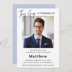 Elegant 39th birthday invitations Men Photo