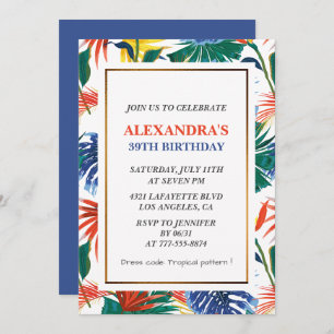 Elegant 39th birthday invitations Tropical Floral