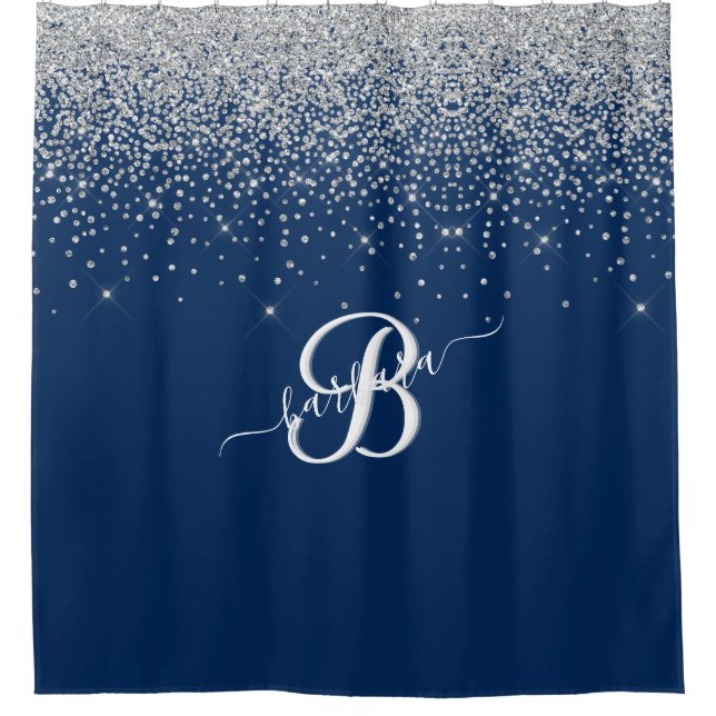 Elegant 3 Colour Monogram Blue Silver Sparkle    (Front)
