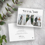 Elegant 3 photo collage modern wedding  thank you card<br><div class="desc">Simple minimalist trendy typography personalized wedding thank you card template with three photos,  your custom text,  and signature. Easy to personalize with your photos and text on both sides.</div>
