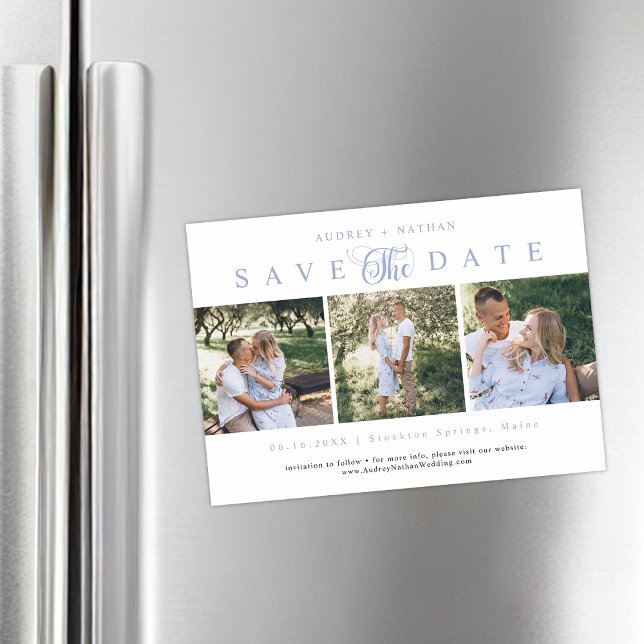 Elegant 3 Photos Save The Date Template Magnetic Invitation (Elegant 3 Photos Save The Date Template Magnetic Invitation)
