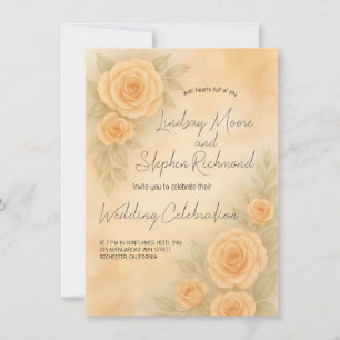 Elegant 3D Blush Rose Wedding Invitation Romantic