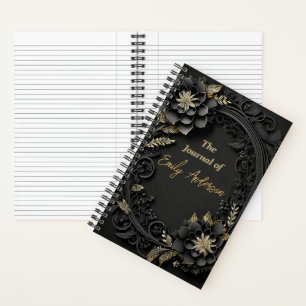 Elegant 3d embossed floral personalized custom notebook