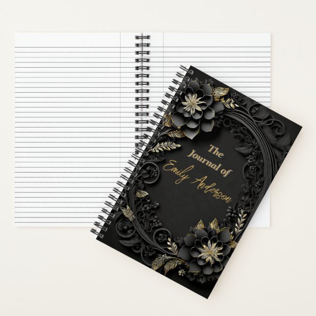 Elegant 3d embossed floral personalized custom notebook (Inside)