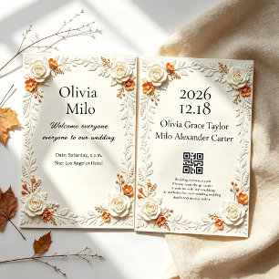 Elegant 3D embossed floral style Invitation