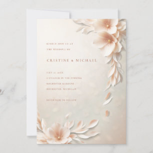 Elegant 3d floral wedding invitation