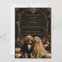 Elegant 3D Gold Golden Retriever Halloween Wedding