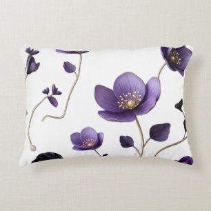 Elegant 3D Purple & Gold Floral Botanical Pattern  Accent Pillow