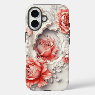 Elegant 3D Roses, Bees & Botanical Beauty iPhone 16 Case