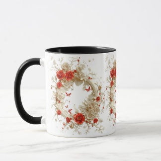 Elegant 3D Roses, Bees & Botanical Beauty Mug