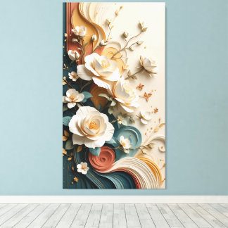 Elegant 3D Sculpted Roses Canvas Print