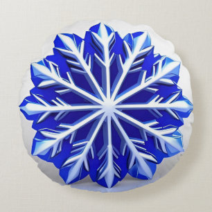 Elegant 3d Snowflake Design Round Pillow