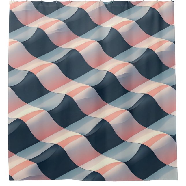 Elegant 3D Wave Pattern in Teal, Rose, and Cream (Front)