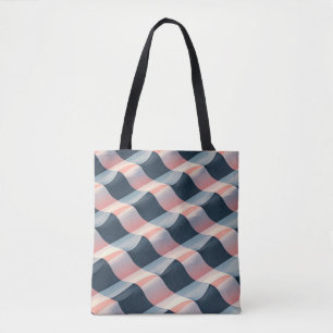 Elegant 3D Wave Pattern in Teal, Rose, and Cream Tote Bag