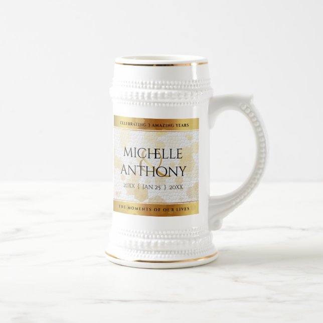 Elegant 3rd Leather Wedding Anniversary Beer Stein (Right)