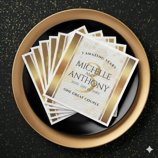 Elegant 3rd Leather Wedding Anniversary Napkin (Elegant 3rd Leather Wedding Anniversary Napkins Cover Photo)