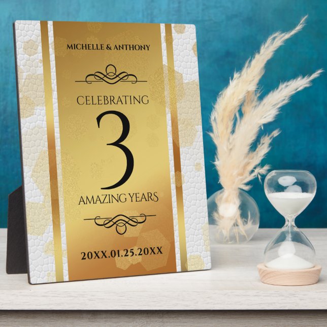 Elegant 3rd Leather Wedding Anniversary Plaque (Side)