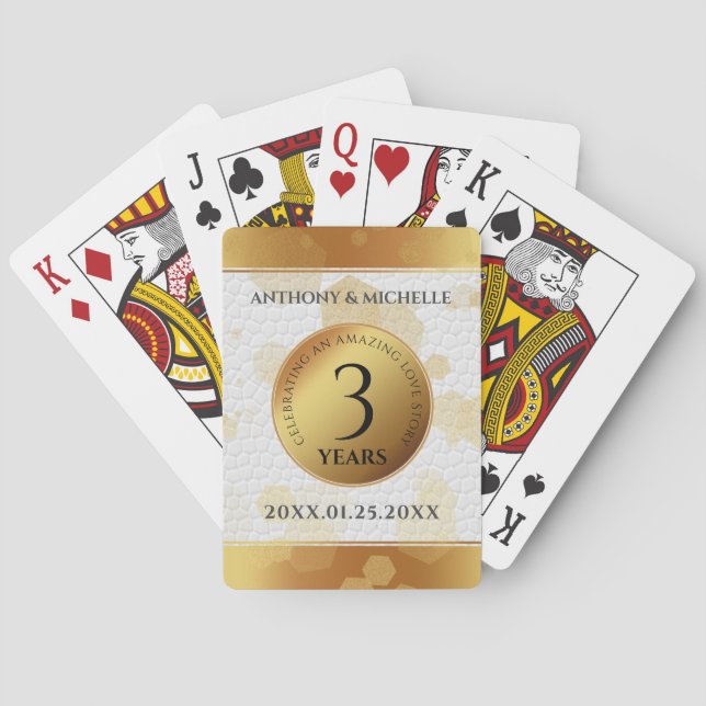 Elegant 3rd Leather Wedding Anniversary Playing Cards (Back)