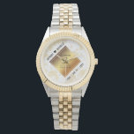 Elegant 3rd Leather Wedding Anniversary Watch<br><div class="desc">Celebrate the 3rd leather wedding anniversary and a love that stands the test of time with this stylish watch! Elegant black lettering with gold-dusted hexagonal confetti and a gold foil diamond on a luxurious white leather background add a memorable touch for this special occasion and milestone. Customize with couple's names...</div>