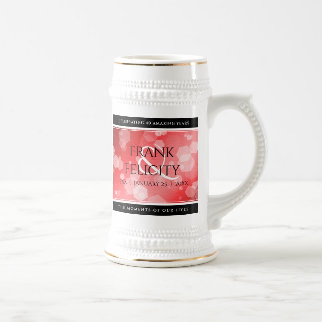 Elegant 40th 80th Ruby Wedding Anniversary Beer Stein (Right)