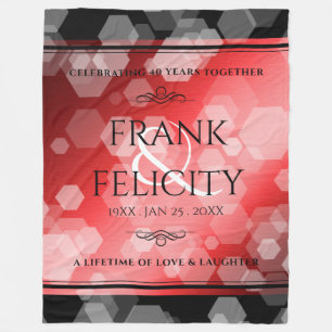 Elegant 40th 80th Ruby Wedding Anniversary Fleece Blanket