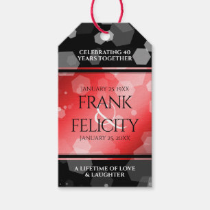 Elegant 40th 80th Ruby Wedding Anniversary Gift Tags