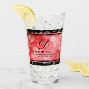 Elegant 40th 80th Ruby Wedding Anniversary Glass