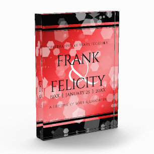 Elegant 40th 80th Ruby Wedding Anniversary Photo Block