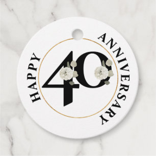 Elegant 40th Anniversary Favour Tags