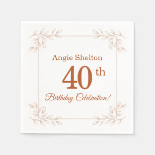 Elegant 40th Birthday Floral Botanical Napkin